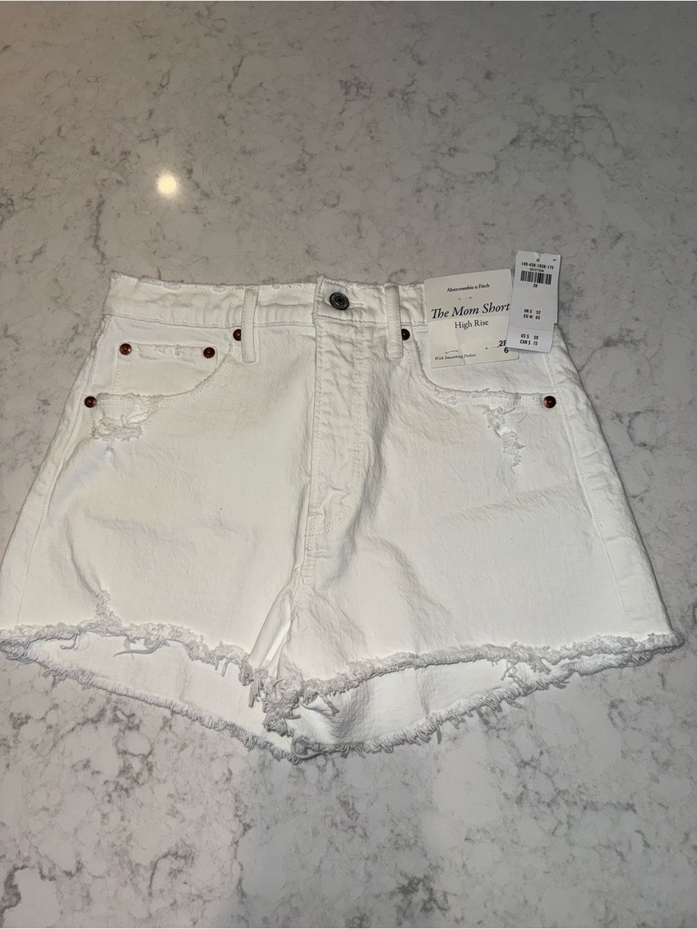 The Mom Short High Rise White Denim Shorts size 28